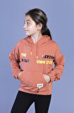 Toontoy Kız Çocuk  Kanguru Cepli Baskılı Sweatshirt