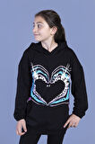 Toontoy Kız Çocuk Kapüşonlu Kanguru Cepli Baskılı Sweatshirt