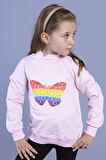 Toontoy Kız Çocuk Pamuklu Balıkçı Yaka Popıt Desenli Sweatshirt