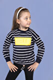 Toontoy Kız Çocuk Çizgi Desenli Baskılı Sweatshirt