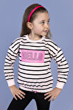 Toontoy Kız Çocuk Çizgi Desenli Baskılı Sweatshirt