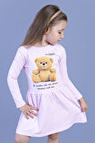 Toontoy Kız Çocuk Ayıcık Baskılı Elbise