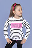 Toontoy Kız Çocuk Çizgi Desenli Baskılı Sweatshirt