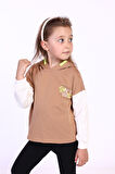 Toontoy Kız Çocuk Kapüşonlu Blok Renkli Sweatshirt