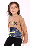 Toontoy Kız Çocuk Cep Detaylı Baskılı Sweatshirt