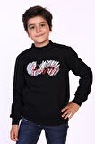 Toontoy Erkek Çocuk Kanguru Cepli Baskılı Sweatshirt