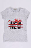 Toontoy Kız Çocuk Baskılı Taş İşlemeli Tişört