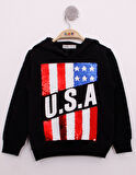 Toontoy Erkek Çocuk Pullu U.S.A Bayraklı Nakışlı Sweatshirt