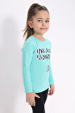Toontoy Kız Çocuk Baskılı Taş İşlemeli Tişört