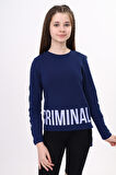 Toontoy Kız Çocuk Criminal Baskılı İki Kolu Şeritli Tişört