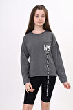 Toontoy Kız Çocuk Cep Üstü Baskılı Sweatshirt