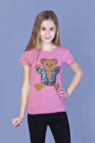 Toontoy Kız Çocuk Ayıcık Baskılı Tişört