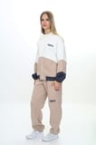 Toontoy Kız Çocuk 2'li Takım Baskılı Dik Yaka Fermuarlı Sweatshirt & Beli Paçası Lastikli Cepli Jogger Eşofman Altı - Renk Bloklu 3 İplik Şardonlu