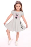 Toontoy Kız Çocuk Baskılı Relax Fit Bisiklet Yaka Kısa Kollu Elbise 