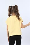 Toontoy Kız Çocuk Oversize Baskılı Bisiklet Yaka Kısa Kollu Yırtmaçlı Tişört
