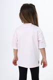 Toontoy Kız Çocuk Baskılı Polo Yaka Çıtçıtlı Kısa Kollu Yırtmaçlı Tişört