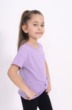 Toontoy Kız Çocuk Bisiklet Yaka Kısa Kollu Drapeli Taşlı Tişört