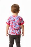 Toontoy Kız Çocuk Bisiklet Yaka Kol Ucu Katlamalı Kısa Kollu Batik Desenli Baskılı Tişört  TKSS25TS11248