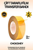 Premium Süper Tutuş Güçlü Şeffaf PP Özellikli Çift Taraflı Film Transfer Bant 36mmx20mt - 5 Adet