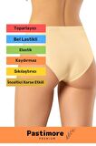 Yüksek Bel Toparlayıcı Lazer Kesim Dikişsiz Şerit Iz Göstermeyen Midi Slip Ten Rengi Silikonlu Külot