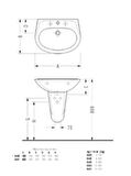 Serel 35x45 cm Yarım Ayaklı Lavabo 5448STS110H