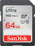 64 GB Ultra SDXC bellek kartı, 140 MB/s'ye kadar, A1 uygulama performansı, UHS-I, Class 10, U1