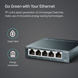 TL-SG105 5 bağlantı noktalı Gigabit ağ anahtarı (tam dupleks modda 2000 MBit/s'ye kadar, korumalı RJ-45 bağlantı noktası, metal gövde, IGMP gözetleme, yönetilmez, fansız) mavi metalik