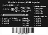 05051041001 Kraftform Kompakt 60 RA, Farklı Uç Çeşitleri ile El Tornavidası, inç Tipi, 17 Parça, renk