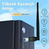 650 Mbps 2.4GHz/5GHz Dual Band Alıcı Verici USB WiFi Adaptör