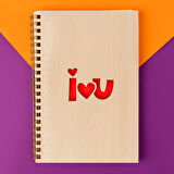 Love You Minimal Tasarımlı Ahşap Kapaklı Defter