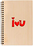 Love You Minimal Tasarımlı Ahşap Kapaklı Defter