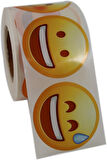 etiketler , hazır al hızlı al Emoji Etiketi 9 Farklı Emoji Surat 50mm Çap Ruloda 500 Adet Kendinden Yapışkanlı Rulo Etiket, PP Opak, Gülen Surat Stickerları