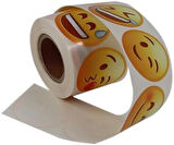 etiketler , hazır al hızlı al Emoji Etiketi 9 Farklı Emoji Surat 50mm Çap Ruloda 500 Adet Kendinden Yapışkanlı Rulo Etiket, PP Opak, Gülen Surat Stickerları