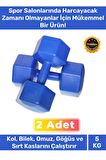 Özel Plastik Köşeli Spor Egzersiz Vücut Kas Geliştirme Fitness Ağırlık Mavi 5 Kg Dambıl Set - 2 Adet