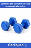 Özel Plastik Köşeli Spor Egzersiz Vücut Kas Geliştirme Fitness Ağırlık Mavi 5 Kg Dambıl Set - 2 Adet