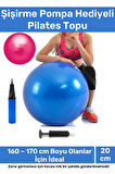 Profesyonel Seri Dayanıklı Yüksek Kalite Mini Gymball 20cm Mavi Pilates Topu Şişirme Pompa