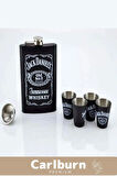 Özel Üretim Jack Daniels Uzun Süre Soğuk Tutan Kahve Çelik Kutulu 1 Matara 4 Shot Bardak Hediye Seti