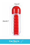 Özel Üretim Hap Bölmeli İlaç Kutusu %100 BPA İçermez Pillbox Su Matarası 600 Ml Suluk