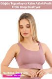 Özel Üretim Göğüs Toparlayıcı Sarkma Önleyen Spor Günlük Kalın Askılı Pedli Fitilli Crop Büstiyer