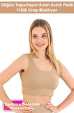 Özel Üretim Göğüs Toparlayıcı Sarkma Önleyen Spor Günlük Kalın Askılı Pedli Fitilli Crop Büstiyer