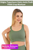 Özel Üretim Göğüs Toparlayıcı Sarkma Önleyen Spor Günlük Kalın Askılı Pedli Fitilli Crop Büstiyer