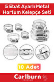 Özel Üretim Hortum Araç Bahçe Paslanmaz Çelik 5 Ebat 10 Adet Ayarlı Metal Kelepçe Seti