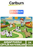 Özel Eğitici Zeka Geliştirici Öğretici El Göz Koordinasyonu Ahşap Puzzle Çiftlik Hayvanları 24 Parça