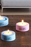 Holder | 4'Lü Set Mumluk | Tea Light Mumluk Seti | Pembe-Mavi