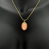 Çelik Aura Model Kahverengi Taş Gold Kolye - Gold