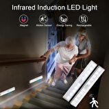10 LED BEYAZ HAREKET SENSÖRLÜ ŞARJLI ELBİSE DOLABI ÇALIŞMA MASASI EV LED LAMBA IŞIK