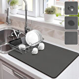 100 CM X 40 CM BULAŞIK KURUTMA ÖRTÜSÜ SİYAH TEZGAH ÜSTÜ BULAŞIK MATI BULAŞIKLIK