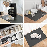 100 CM X 40 CM BULAŞIK KURUTMA ÖRTÜSÜ SİYAH TEZGAH ÜSTÜ BULAŞIK MATI BULAŞIKLIK