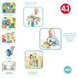 Piyanolu Yürüme Arkadaşı 4in1 Aktivite Masası Işıklı Müzikli Yürüteç Mavi