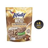 Eti Lifalif İnce Öğütülmüş Yulaflı Fındıklı, Kakao Çekirdekli, Kakaolu Müsli 250 g x 4 Adet